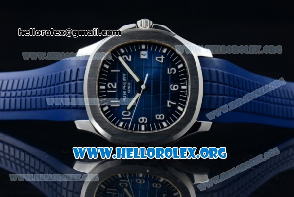 Patek Philippe Aquanaut Jumbo Miyota 9015 Automatic Steel Case with Blue Dial Stick Markers and Blue Rubber Strap - 1:1 Original (BP) - Click Image to Close